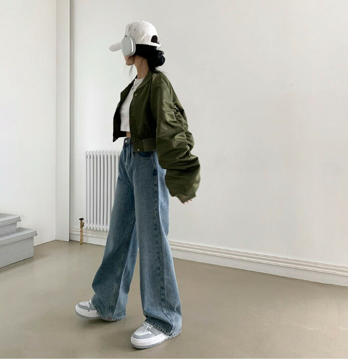 Beidelli(ベイデリ)ハイウエストピンタックワイドデニムパンツ
