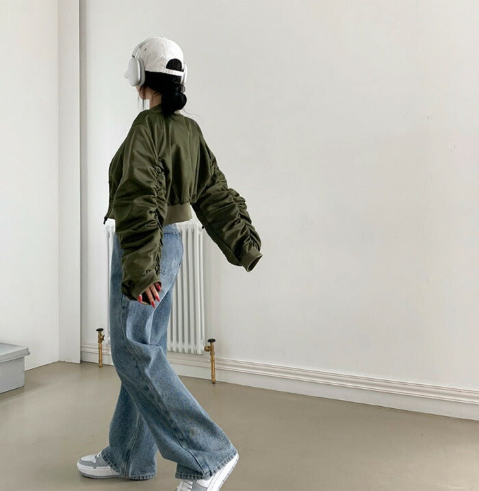 Beidelli(ベイデリ)ハイウエストピンタックワイドデニムパンツ