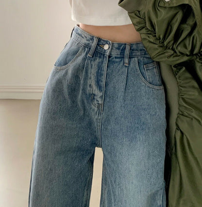 Beidelli(ベイデリ)ハイウエストピンタックワイドデニムパンツ