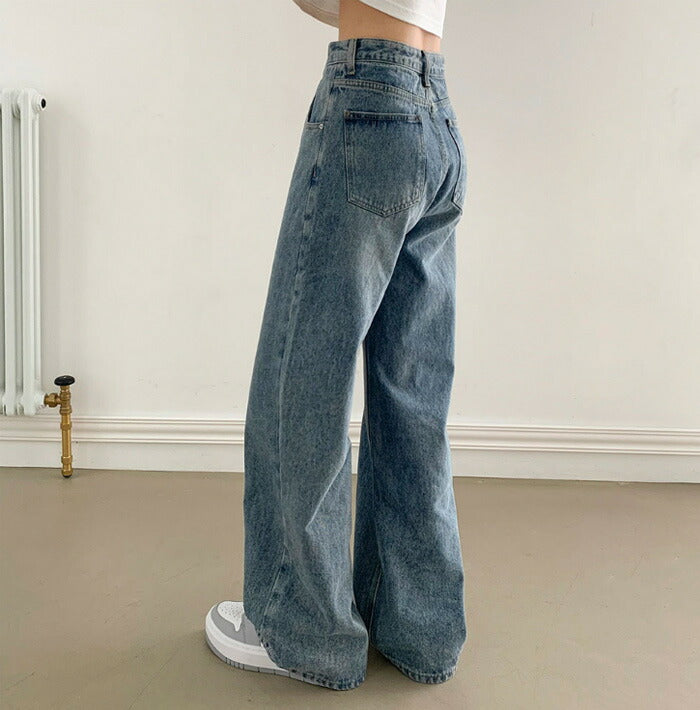 Beidelli(ベイデリ)ハイウエストピンタックワイドデニムパンツ