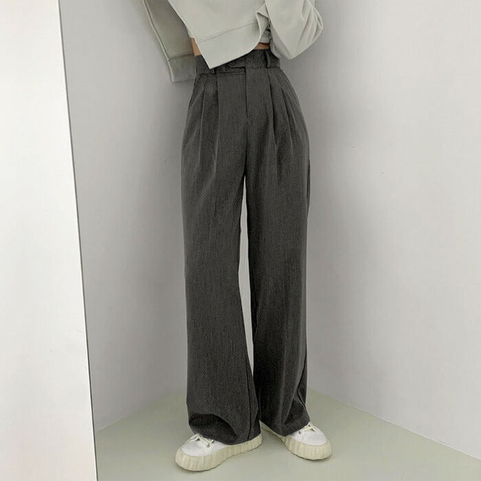 Beidelli(ベイデリ)ハイウエストワンボタンピンタックスラックス