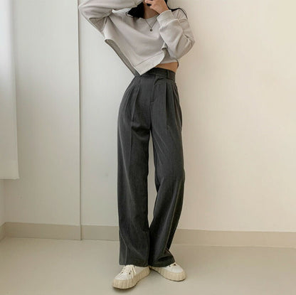 Beidelli(ベイデリ)ハイウエストワンボタンピンタックスラックス