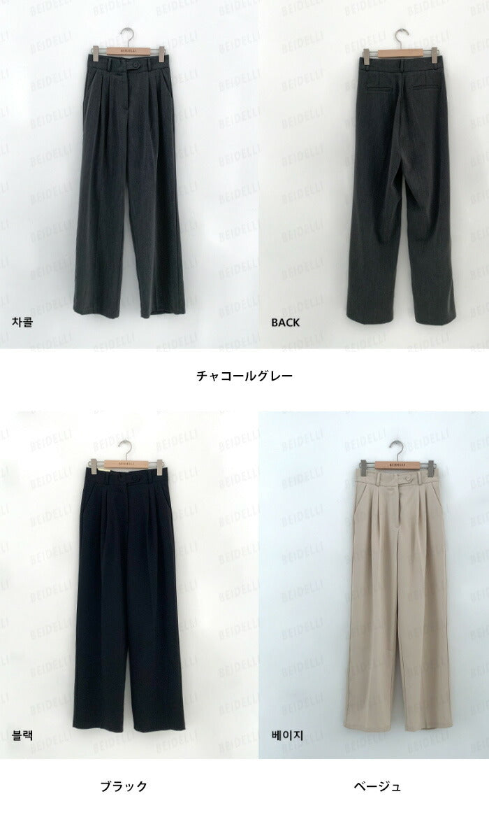 Beidelli(ベイデリ)ハイウエストワンボタンピンタックスラックス