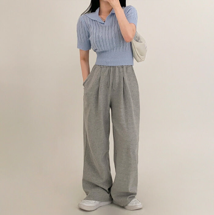 Beidelli(ベイデリ)カラーケーブル半袖ニット