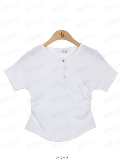 Beidelli(ベイデリ)リブボタンポケット半袖Tシャツ