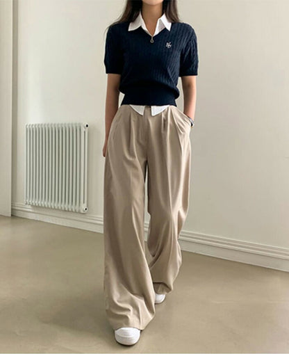 Beidelli(ベイデリ)BELLIDEワンポイント刺繍ケーブル半袖ニット