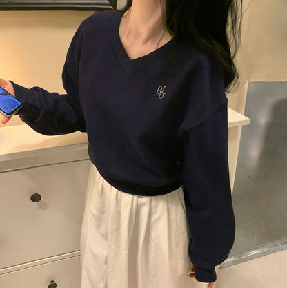 Beidelli(ベイデリ)[BELLIDE MADE] パステルVネッククロップドスウェット