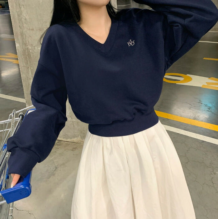 Beidelli(ベイデリ)[BELLIDE MADE] パステルVネッククロップドスウェット