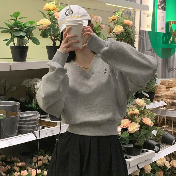 Beidelli(ベイデリ)[BELLIDE MADE] パステルVネッククロップドスウェット