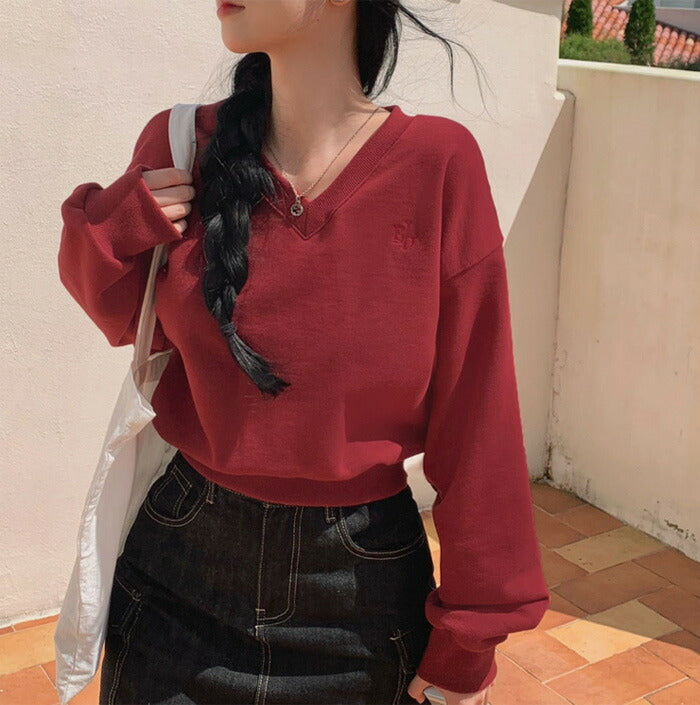 Beidelli(ベイデリ)[BELLIDE MADE] パステルVネッククロップドスウェット