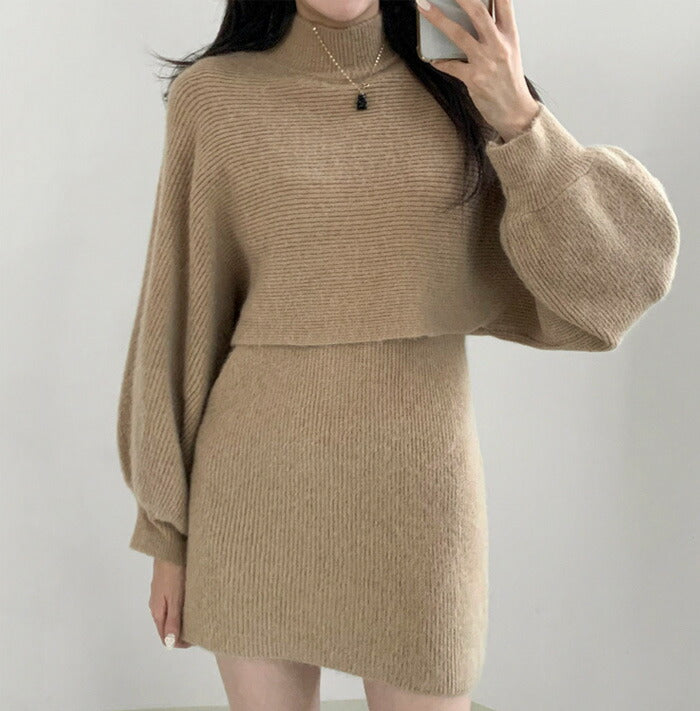 Beidelli(ベイデリ)クロップニット+スリーブレスワンピースセット