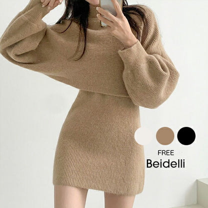 Beidelli(ベイデリ)クロップニット+スリーブレスワンピースセット