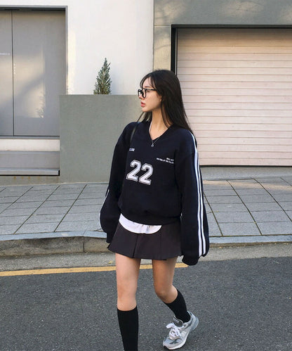 Beidelli(ベイデリ)[BELLIDE MADE] トラックVネックオーバーフィットトレーナー