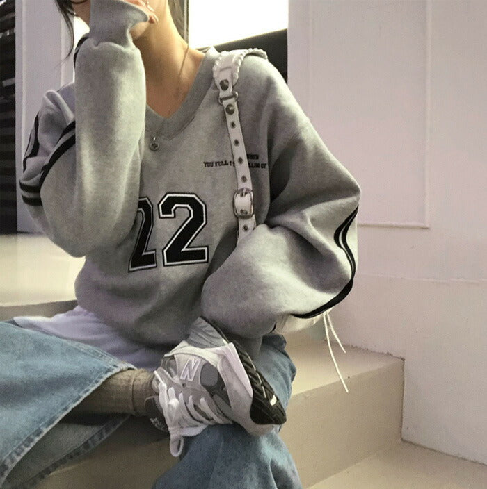 Beidelli(ベイデリ)[BELLIDE MADE] トラックVネックオーバーフィットトレーナー