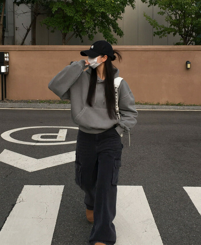 Beidelli(ベイデリ)[BELLIDE MADE] 裏起毛ビンテージピグメントクロップドパーカー