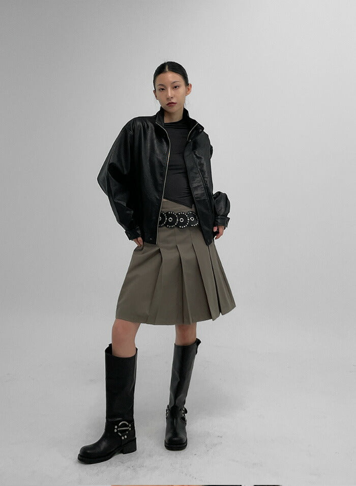 BLACK UP(ブラックアップ)ファインダーハイネックレザージャンパー
