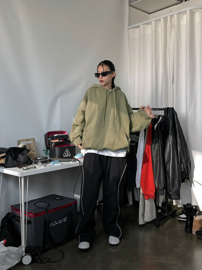 BLACK UP(ブラックアップ)パイピングサイドライン起毛バンディングワイドパンツ