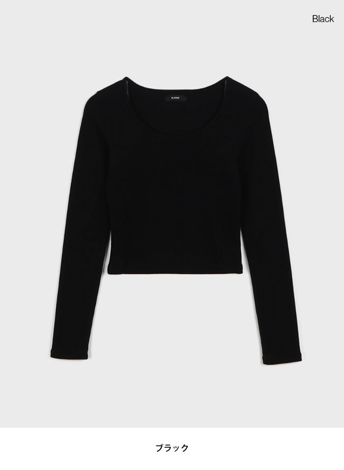 BLACK UP(ブラックアップ) エディルUネックセミクロップ長袖Tシャツ