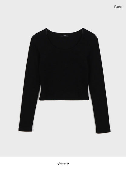 BLACK UP(ブラックアップ) エディルUネックセミクロップ長袖Tシャツ