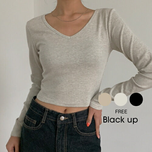 BLACK UP(ブラックアップ)コトムVネッククロップティー