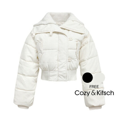 Cozy＆Kitsch(コージー＆キッチ)ダンピング ボタン ハイネック ダウン ジャンパー