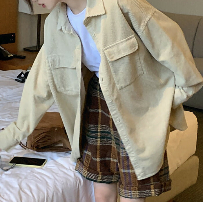 KICKSEWING（キックスウィング）ディアリストコーデュロイ オーバーフィットシャツ