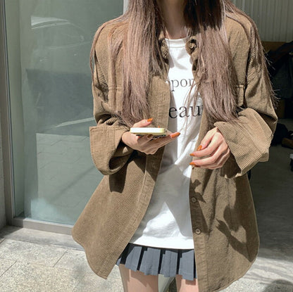 KICKSEWING（キックスウィング）ディアリストコーデュロイ オーバーフィットシャツ