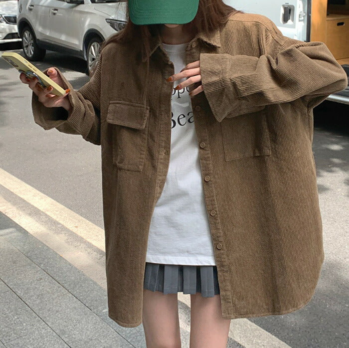 KICKSEWING（キックスウィング）ディアリストコーデュロイ オーバーフィットシャツ