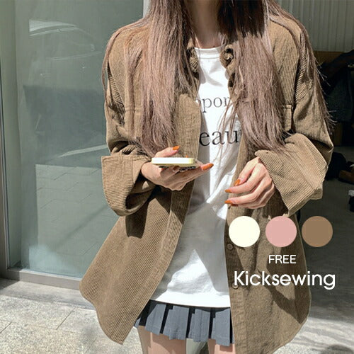KICKSEWING（キックスウィング）ディアリストコーデュロイ オーバーフィットシャツ