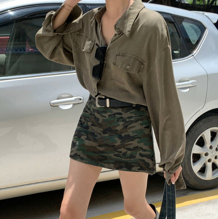 KICKSEWING（キックスウィング）スヌー ルーズフィットカラー カーキシャツ
