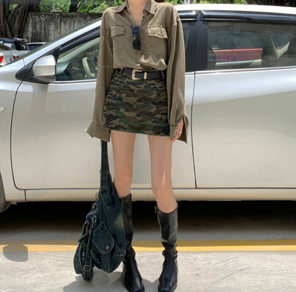 KICKSEWING（キックスウィング）スヌー ルーズフィットカラー カーキシャツ