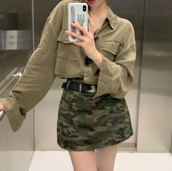 KICKSEWING（キックスウィング）スヌー ルーズフィットカラー カーキシャツ