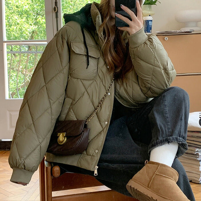 KICKSEWING（キックスウィング）メタオーバーフィットフードキルティングダウン