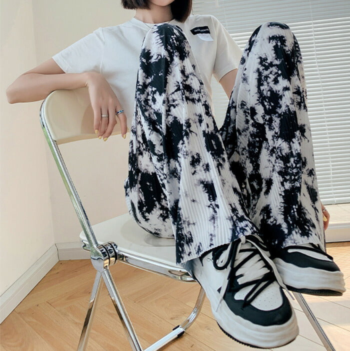 KICKSEWING（キックスウィング）スキンタイダイ捺染プリーツパンツ