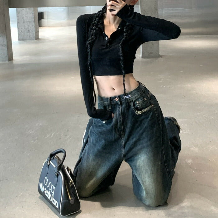 KICKSEWING（キックスウィング）ミケロジーンズワイドデニムパンツ