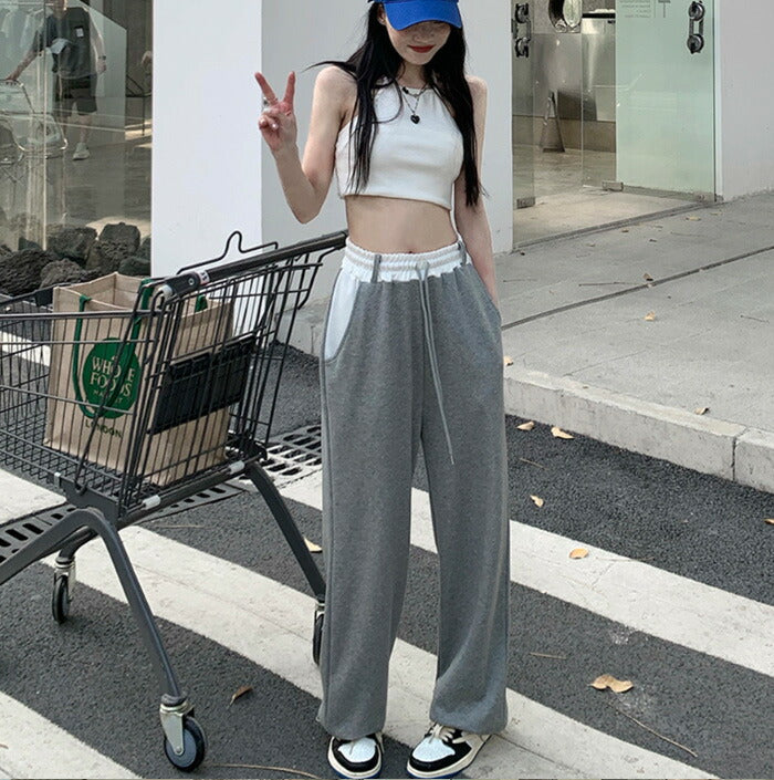 KICKSEWING（キックスウィング）ウエストバンディング配色スウェットパンツ