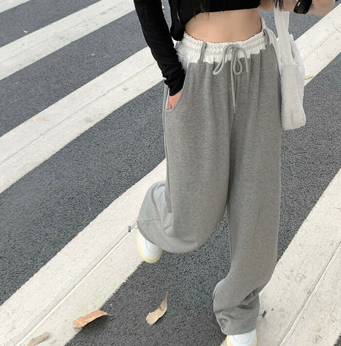 KICKSEWING（キックスウィング）ウエストバンディング配色スウェットパンツ