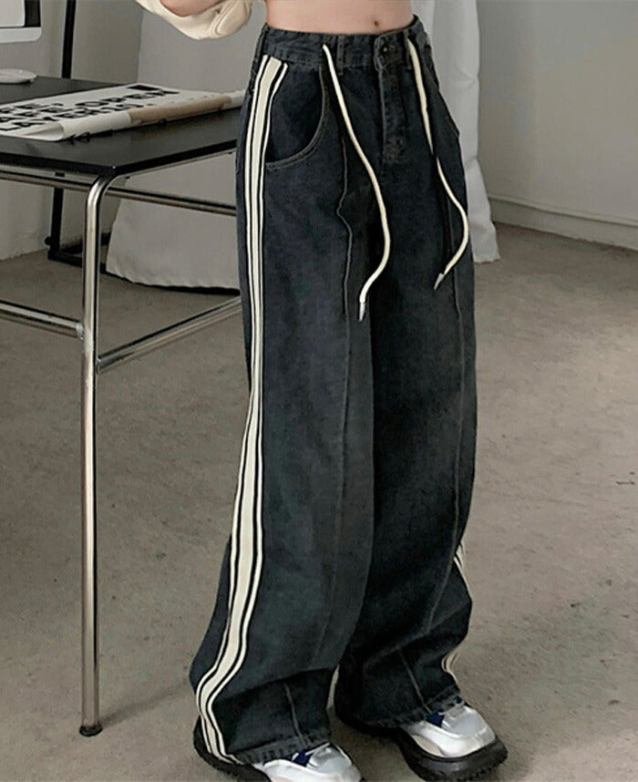 KICKSEWING（キックスウィング）ジェイ配色ワイドデニムパンツ