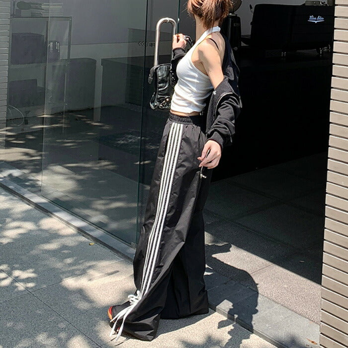 KICKSEWING（キックスウィング）トイリボン配色ワイドトレーニングパンツ