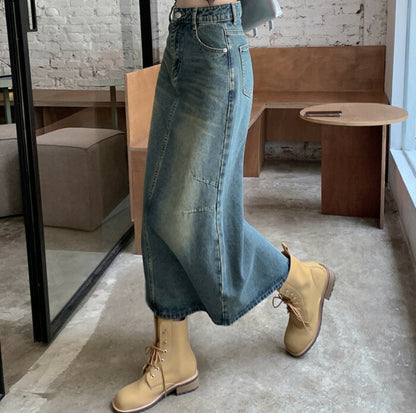 KICKSEWING（キックスウィング）シャーリングデニムロングスカート