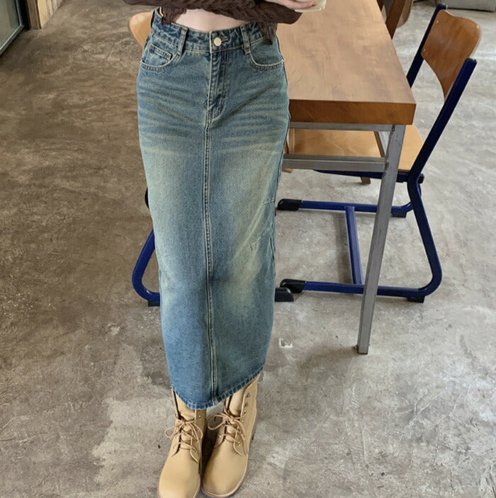 KICKSEWING（キックスウィング）シャーリングデニムロングスカート