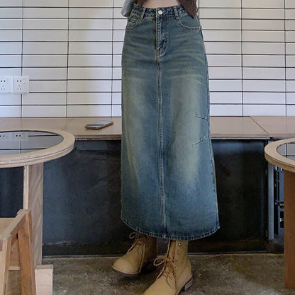 KICKSEWING（キックスウィング）シャーリングデニムロングスカート