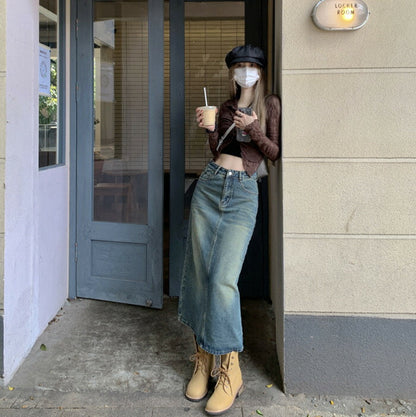 KICKSEWING（キックスウィング）シャーリングデニムロングスカート