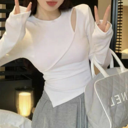 KICKSEWING（キックスウィング）ルイナスリットクロップスリムフィットTシャツ