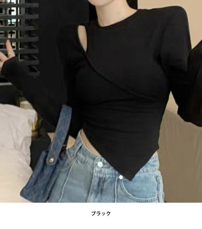 KICKSEWING（キックスウィング）ルイナスリットクロップスリムフィットTシャツ