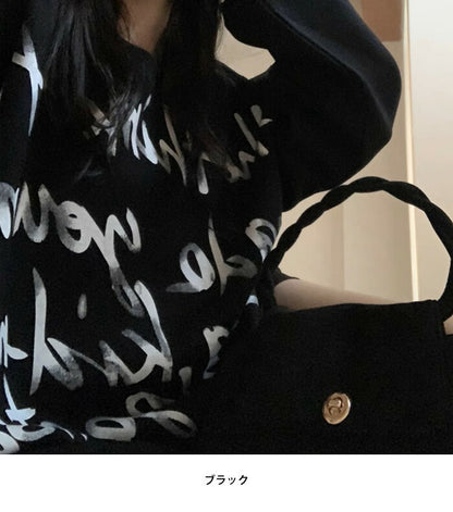 KICKSEWING（キックスウィング）英字オーバーフィット裏起毛スウェット
