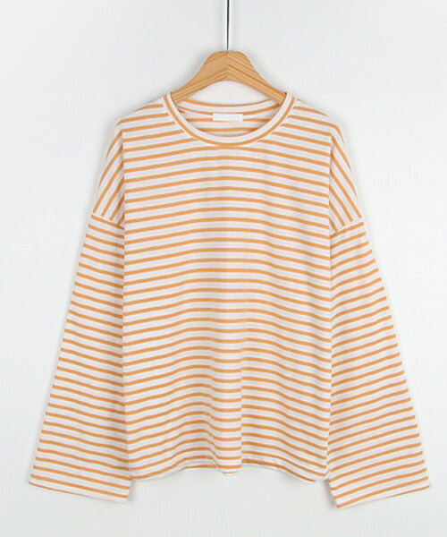 MICHYEORA(ミチョラ)ワイド袖ボーダーTシャツ-