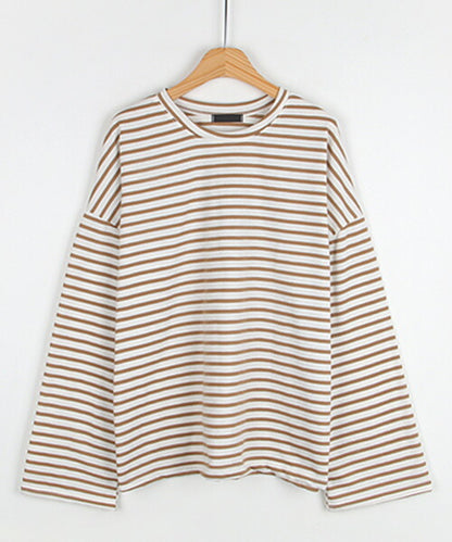 MICHYEORA(ミチョラ)ワイド袖ボーダーTシャツ-