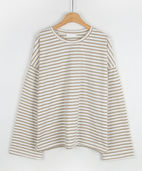 MICHYEORA(ミチョラ)ワイド袖ボーダーTシャツ-