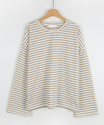 MICHYEORA(ミチョラ)ワイド袖ボーダーTシャツ-